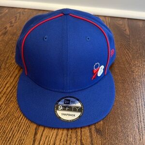 Philadelphia 76ers NBA Blue Red White Baseball SnapBack Hat NWT
